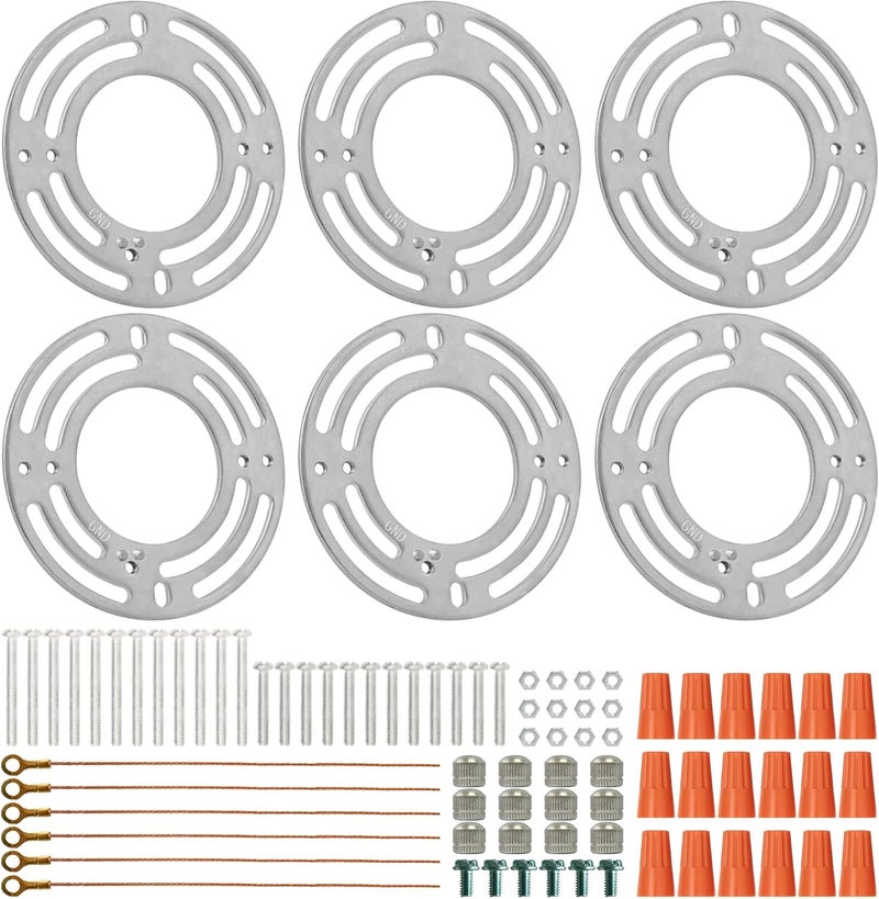 GNOLAK 6 Pack Universal Light Fixture Mounting Bracket Heavy Duty 50 LB Rated, 4 Inch Diameter Steel Round Light Crossbar Nickel Acorn Cap Nuts for Ceiling Light Chandelier (Nickel Cap Nuts(6 Pack)) - Image 1